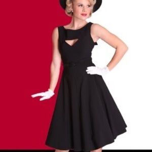 Bettie Page by Tatyana Button Back black and white pinup swing dress